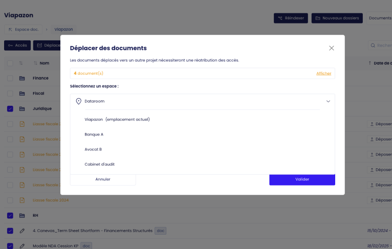 Diffusez la documentation en dataroom